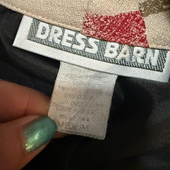 Vtg Dress Barn Abstract Print Draped Blazer Womens M Neutral Beige Boho Artsy - Picture 7 of 9